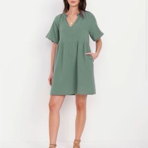 Green V-Neck Dress